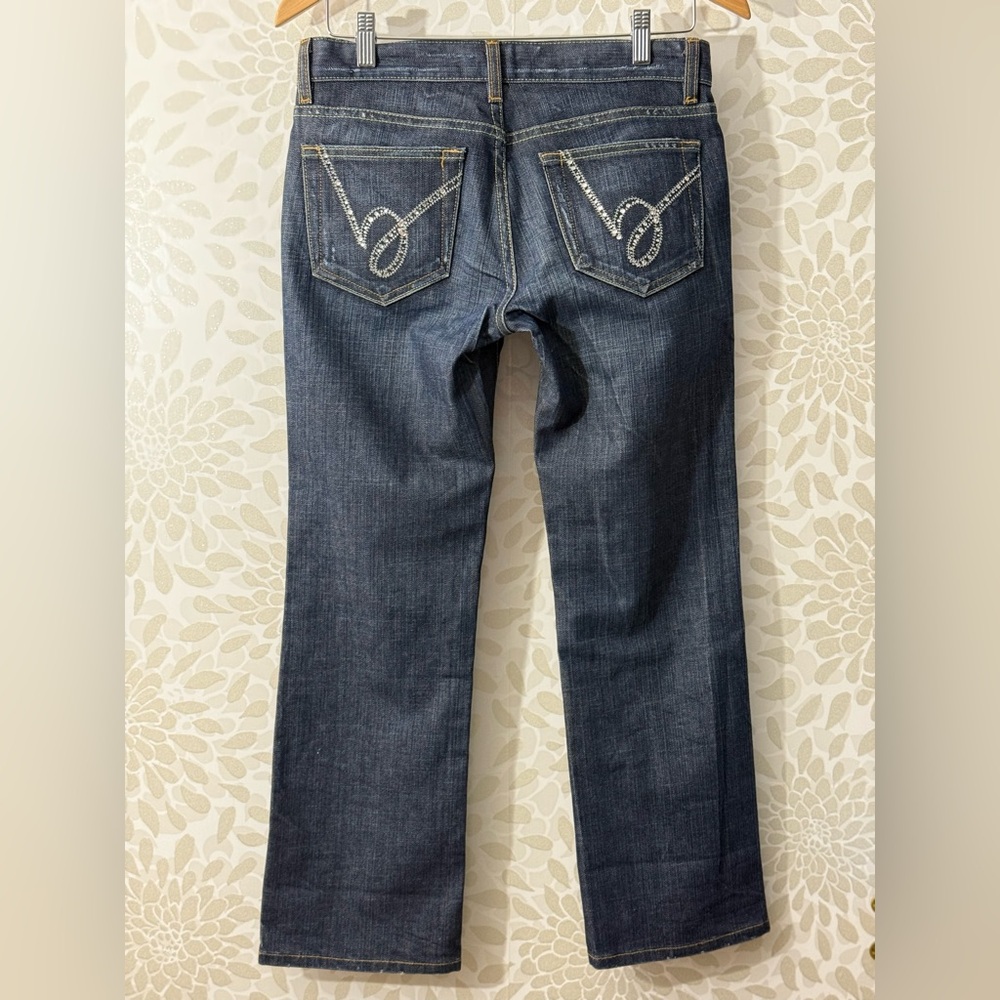 Vintage Y2K Bebe Women’s 28 Carmen Cuffed Crop Low Rise Jeans Rhinestone Pockets